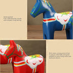 EVGATSAUTO Swedish Wooden Horse Figurine Pair, Hand Painted Nordic Decor, Traditional Red Dala Horse for Home Wedding Gift, Composite Wood Ornament