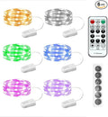 6PCS Multicolor Fairy Lights Battery Powered with Timer, 7ft 20LEDs Twinkle Mini Lights with Remote,Waterproof Small Silver Wire Firefly Starry for DIY Wedding Party Christmas