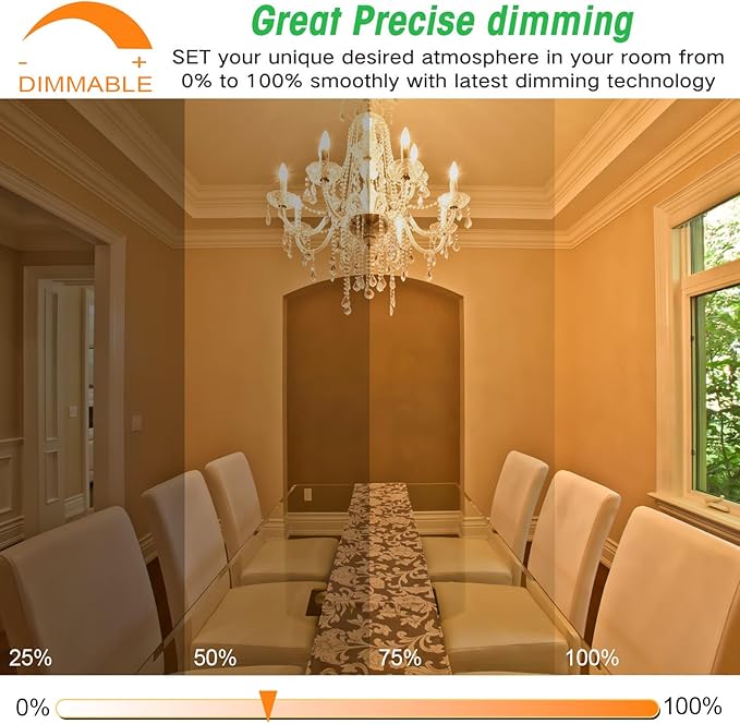 6-Pack Dimmable E12 LED Candelabra Bulbs 40Watt Equivalent, 2200K Amber Warm White, 380Lumens, 4W B11 Amber Chandelier Light Bulbs, LED Filament Clear Glass Candle Lamp for Ceiling Fan Home Decor