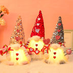 Light Up Gnome Valentine's Day Decorations Indoor Home Decor 11" Lighted Valentines Gnomes Decor Plush Scandinavian Tomte Elf Holiday Gnomes Ornaments Valentines Day Gifts for Her (3 Pcs)