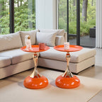 Sleek Hourglass Side Table - Stylish Modern Design Perfect for Living Rooms, Cafes, Dining Areas, Bedrooms, and Outdoors - Chic Decorative Accent (2, Hermes Orange)