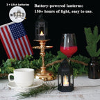 LLQ 12Pcs Mini Lanterns with Small LED Candle, Ramadan Lanterns Decorative Indoor, Vintage Black Lantern for Ramadan EID Decorations Halloween Christmas Wedding Table Centerpiece, Battery Included