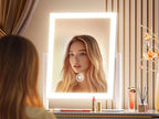 15.2" Lighted Makeup Mirror Hollywood Vanity Mirror with Lights, Three Color Modes,Detachable 10X Magnification Mirror, Smart Touch Control, 360°Rotation White