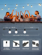 XMCOSY+ Smart Outdoor String Lights, 75Ft G40 Globe Patio Lights with 34 Dimmable LED Bulbs, WiFi & APP Control, Work with Alexa, Extendable Waterproof LED String Lights for Outside, Porch, Backyard
