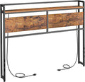 HOOBRO Headboard Full Size, Headboard with 2 Outlets and 4 USB Ports, Adjustable Height, Storage Rack, Sturdy and Stable, Easy Assembly, Rustic Brown and Black