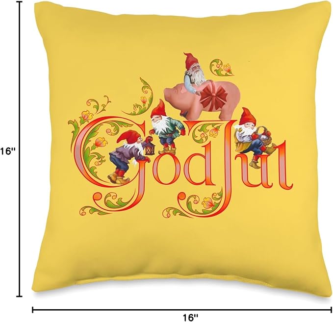 Scandinavian Christmas God Jul Marzipan Pig Throw Pillow