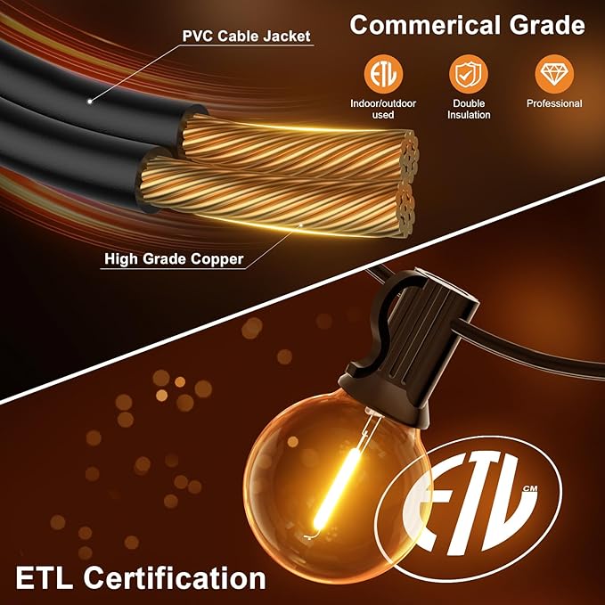 GPATIO Outdoor String Lights - 30FT Waterproof Patio Lights with 15+1 Dimmable Globe Bulbs 2700k Shatterproof for Backyard Gazebo Porch Garden