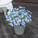 Artificial Plants & Flowers for Outdoors Fade Resistant Purple Silk Flower Look Real Fake Plant Outdoor Faux Outside for Planter Front Porch Decor (8 Bundles Purple)