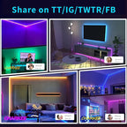 CHARKEE LED Lights 100ft USB-Powered, Music Sync RGB LED Strip Lights for Bedroom/TV Backlight/Gaming Lighting, Color Changing Bluetooth Led Lights IR Remote&App Control