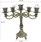 Metal Candelabra 5-Candle 10.1 Inch Tall Candle Holder Stick for Home Wedding Event and Party Festival,Bronze