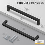 goldenwarm 45 Pack 6-1/4 Inch Black Cabinet Handles Matte Black Drawer Pulls Stainless Steel Cabinets Hardware Square Bar Modern for Kitchen Bathroom Cupboard