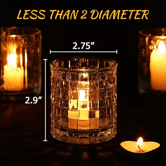 24pcs Assorted Votive Candle Holders - Clear Glass Tea Lights Candle Holder in Bulk, Tealight Candle Holder for Table Centerpiece Wedding Decor Home Decoration