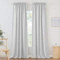 RYB HOME Semi Sheer Curtains - Linen Textured Wave Curtains Privacy Light Airy Drapes for Living Room Bathroom, Dove Grey, 52 inch Width x 90 inch Length, 2 Panels