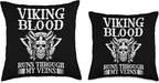 Viking Blood Runs Through My Veins Scandinavian Pagan Viking Throw Pillow