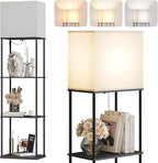 SUNMORY Large Size Floor Lamp with Shelves, 4-Tier Modern Standing Lamp with 3 Color Temperature Bulb, Tall Floor Lamp with Shelf, Corner Display Bookshelf Lamps for Living Room, Bedroom, Office