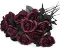 Artflower 10 Pack Artificial Silk Roses Bouquet with Long Stem, 16'' Wine Red Rose Lifelike Fake Rose Flowers for Christmas Wedding Birthday Party Table Centerpieces Decor