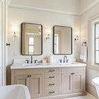 USHOWER 2-Pack Black Bathroom Mirrors Over Sink 22 x 30 Inch, Metal Frame Rectangle Mirror, Modern Farmhouse Vanity Mirror, Wall Mounted for Bedroom, Living Room, Entryway Remodel & Upgrade
