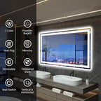 55"x 30" LED Bathroom Mirror with Lights, Double Lighting Sources Dimmable, Anti-Fog Vanity Mirror with Lights, Lighted Bathroom Vanity Mirror for Wall Tempered Glass (Horizontal/Vertical)
