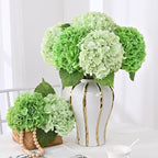 6 Pcs Real Touch Hydrangea Artificial Flowers, 21" Light Green & Dark Green Full Faux Hydrangea Flowers Latex Fake Flowers for Home Decor Party Floral Arrangements Wedding Bouquets Outdoor Decor