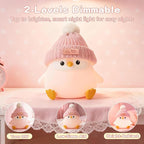 Penguin Silicone Night Light, Cute Pink Penguin Lamp with Knitted Hat, Soft Nursery Nightlight, USB Rechargeable/Dimmable,LED Squishy Novelty Animal Bedside Lamp,Funny Gifts for Kids/Girls