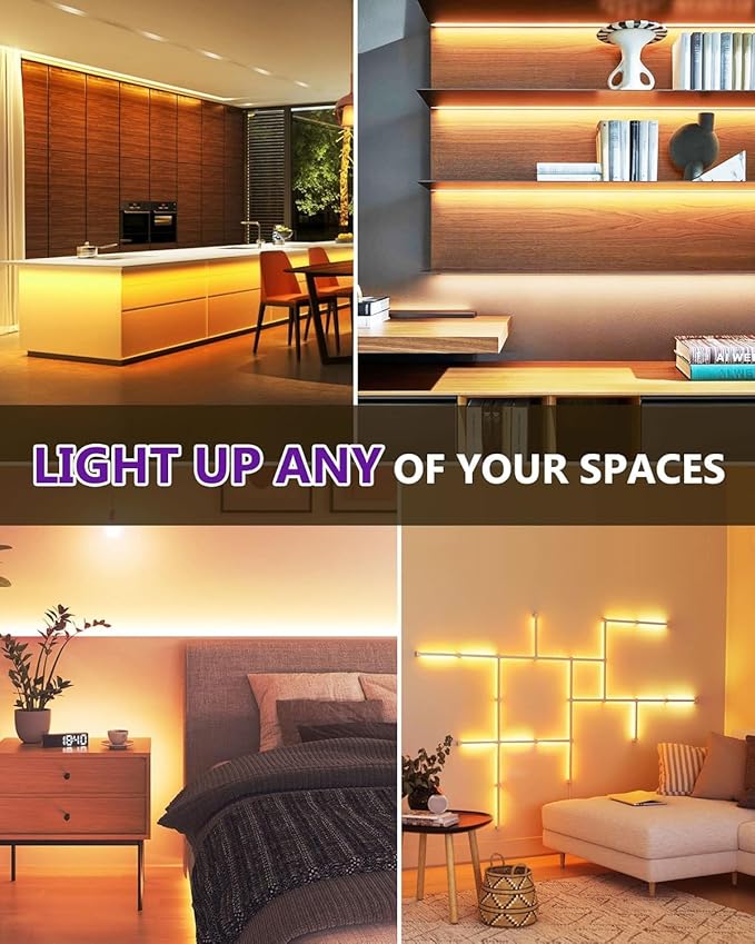 HitLights COB LED Strip Lights Warm White 2700K, 32.8ft Premium High Density 24V Tape Light, 5120 LEDs, 350+ LM/FT, CRI 90+, IP30, Lighting for Kitchen, Cabinets, UL Listed (Power Source Not Included)