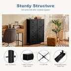 DUMOS Dresser for Bedroom, 10 Storage Drawers, Wide Fabric Closet Chests Organizer Tower Furniture with Wooden Top Metal Frame for Clothes, Guest Room, Living Room, Hallway, Entryway