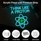 Think Like a Proton Neon Sign – Dimmable LED Wall Light with USB Power, 5V/2A – Science-Themed Room Decor for Kids, Students, Dorms, Offices, and Gift Ideas