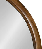Kate and Laurel Pao Midcentury Modern Round Wood Wall Mirror; 28 Inch Diameter; Walnut; Decorative Circle Mirror with Warm Wood Finish for Robust Wall Decor