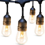 addlon 48 FT Outdoor String Lights Commercial Grade Weatherproof Strand, 18 Edison Vintage Bulbs, 15 Hanging Sockets (3 Spare Bulbs), ETL Listed Heavy-Duty Decorative Christmas Lights for Patio Garden