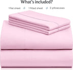 LuxClub 4 PC Sheet Set Bed Sheets Deep Pockets Eco Friendly Wrinkle Free Cooling Machine Washable Hotel Bedding Silky Soft - Powder Pink Full
