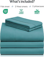 LuxClub 5 PC Split King Sheet Set, Breathable Luxury Bed Sheets, Deep Pockets Wrinkle Free Cooling Sheets Machine Washable Hotel Bedding Silky Soft - Teal Split King