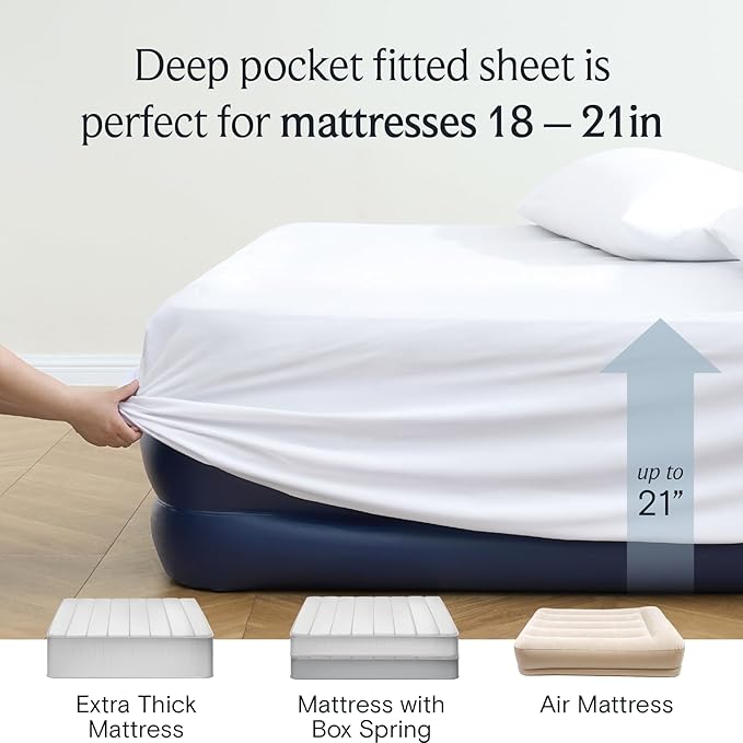 LuxClub 4 PC California King Size Sheet Set Bed Sheets Deep Pockets Wrinkle Free Cooling Sheets Machine Washable Hotel Bedding Silky Soft - White California King