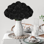 36 Pcs Black Artificial Chrysanthemums Flowers Ball Flower Silk Fake Mums Flowers for Halloween Ghothic Home Decor Indoor Floral Arrangement Table Centerpiece