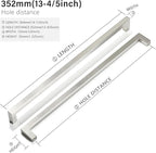 Cabinet Pulls Brushed Nickel Cabinet Handles Square Drawer Pulls, 5 Pack 13-4/5 Inch Stainless Steel Kitchen Door Cupboard Cabinet Handles, Cabinet Hardware Drawer Handles, 352mm Hole Centers