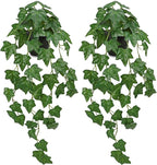 Set of 2 Fake Ivy Plant for Home Decor Indoor Silk Artificial Hanging Plant 25" Fake Ivy Vine Faux Ivy Leaves for House Room Indoor Outdoor Home Shelf Office Plant Decor
