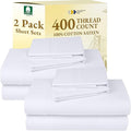 California Design Den 2-Pack Sheet Sets King Size - 400 Thread Count 100% Cotton Sateen - Extra Soft, Breathable & Cooling Sheets, Wrinkle Resistant, 2 Sets of Deep Pocket Bed Sheets - Bright White