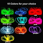 MaxLax EL Wire Blue, 2M Portable Battery Pack Neon Light Strip 360° Cuttable Glowing Rope Lights for Parties, Halloween, DIY Decoration