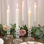 4.33" Tall Glass Candlestick Set of 6 Clear Crystal Candle Holders for Glass Taper Holder Decor for Wedding Birthday Party Christmas