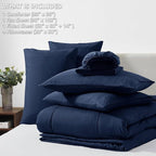 CozyLux Queen Comforter Set Navy Blue, 7 Pieces Bed in a Bag, Blue Comforter Queen Size, All Season Bedding Sets with Stitch Quilted Comforter, Flat Sheet, Fitted Sheet, Pillowcases