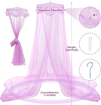 Jeteventy Bed Canopy for Girls, Princess Bed Curtain Net for Single to King Size,Bedroom Decoration of Round Lace Dome with Stainless Steel Hook,Quick Easy Installation (Purple)