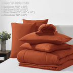 CozyLux King Size Comforter Set Terracotta, 7 Pieces Bed in a Bag, Burnt Orange Fall Comforter King Size, All Season Bedding Sets with Stitch Quilted Comforter, Flat Sheet, Fitted Sheet, Pillowcases