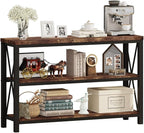 BON AUGURE Industrial Sofa Console Table for Entryway, 3 Tier Foyer Table for Hallway, Rustic Hall Tables Behind Couch (47 Inch, Rustic Brown)