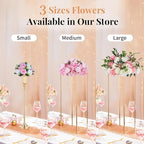 NUPTIO 10 Pieces Pink White Fake Flower Ball Arrangement Bouquet 15 Heads Plastic Roses with Base, Suitable for Wedding Centerpiece Flower Rack for Parties Home Décor