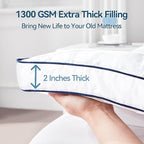 ABENE Mattress Topper for Back Pain Relief, Extra Thick Mattress Pad Pillowtop, Soft Cotton Cover with 8"-21" Deep Pocket, 1300gsm Overfilled Down Alternative Filling (Cotton White, Full)