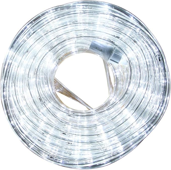 33ft LED Rope Lights, 110V 2 Wire Connectable Christmas Rope Lights Outdoor,240 LED Waterproof Indoor Outdoor White Rope Lights for Outside, Deck, Patio, Pool, Landscape Lighting (Daylight White)