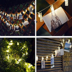 Decute 50LED Photo Clips String Lights Holder Timer Function 8 Modes Dimmable with Remote, 17FT Fairy Starry Lights for Christmas Card Bedroom Wedding Party Hanging Photos Pictures Memos, Warm White