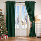 Lazzzy Velvet Blackout Curtains Thermal Insulated Room Window Drapes Super Soft Luxury Curtains for Living Room Bedroom Rod Pocket 2 Panels, Emerald Green, 62" W x 96" L