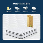 Vesgantti Full Size Mattress 12 Inch, Fiberglass-Free | Cool Sleep Hybrid Double Mattress in a Box - Memory Foam & Pocket Springs, Ergonomic Design, Pressure Relief, Medium Firm Feel, 54"×75"×12"