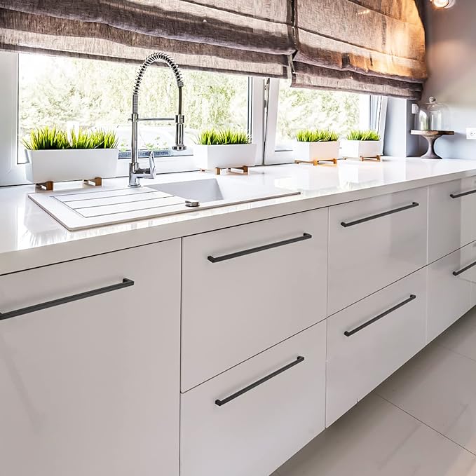Ravinte 20 Pack 18 Inch Kitchen Square Cabinet Handles Matte Black Pulls Black Drawer Pulls Kitchen Cabinet Hardware Handles