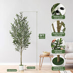 Alupssuc 5FT Artificial Olive Trees, Faux Silk Plant with Lively Artificial Trunk and Lifelike Fruits, Indoor Fake Potted Tree with White Planter for Modern Home Office Living Room Decor